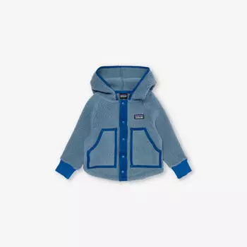 Куртка из переработанного полиэстера с капюшоном и ворсом в стиле ретро, 6 месяцев-4 года Patagonia, синий