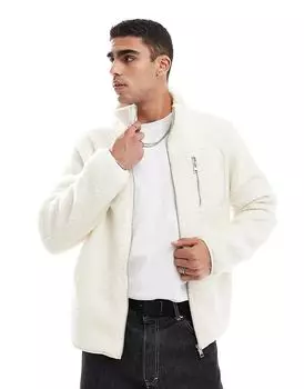 Куртка из плюшевого флиса белого цвета Jack & Jones