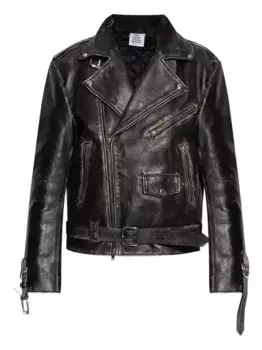 Куртка из потертой кожи с поясом VETEMENTS