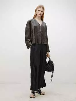 Куртка из потрескавшейся кожи наппа Massimo Dutti, коричневый