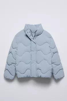 Куртка из прорезиненного пуховика ZARA, цвет lavender