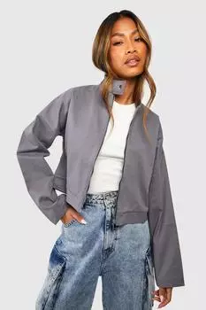 Куртка из саржи с деталями воротника Boohoo, серый