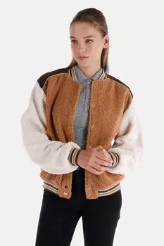 Куртка из шерпы с цветными блоками Colin'S, коричневый