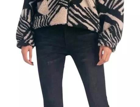 Куртка из шерпы в бежево-черном цвете ELAN