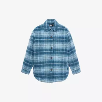Куртка из шерсти и альпаки с клетчатым воротником The Kooples, синий