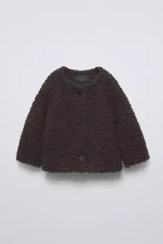 Куртка из шерсти и альпаки ZARA, коричневый