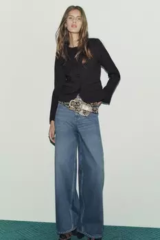 Куртка из шерсти с карманами ZARA, шоколад