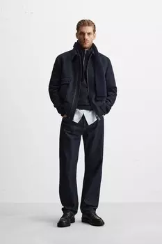 Куртка из шерсти ZARA, темно-синий