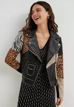 Куртка из синтетической кожи Desigual ANIMAL PRINT BIKER, черный