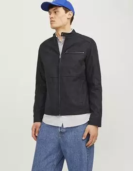 Куртка из синтетической кожи Jack & Jones в цвете «угольно-черный»