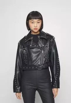 Куртка из синтетической кожи ONLY Petite ONLSIA STUD BIKER, черный