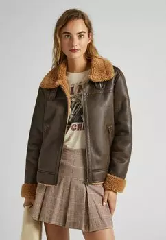 Куртка из синтетической кожи Pepe Jeans РУТ, шлейф коричневый