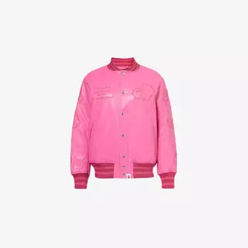 Куртка из синтетической кожи с вышивкой в университетском стиле A Bathing Ape, розовый