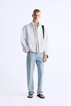 Куртка из сирсакера с карманами Zara, белый