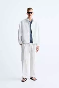 Куртка из сирсакера с карманами ZARA, белый