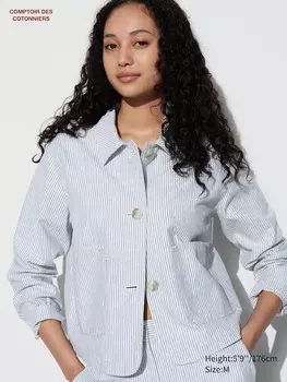Куртка из смесового хлопка Uniqlo, синий