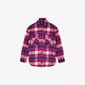 Куртка из смесового хлопка в клетку с накладными карманами The Kooples, черный