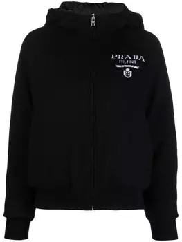 Куртка из смесового кашемира с логотипом Prada, черный