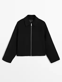 Куртка из смесовой шерсти Massimo Dutti, черный