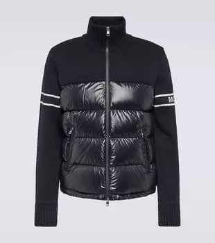 Куртка из смесовой шерсти с пуховыми вставками Moncler, синий