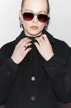 Куртка из смесовой шерсти с воротником H&M, черный
