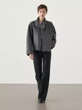 Куртка из смесовой шерсти с высоким воротом Massimo Dutti, серый