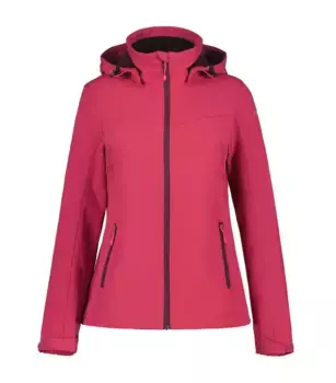 Куртка из софтшелла Icepeak "D SOFTSHELL JACKE BRENHAM", с капюшоном и высоким воротником-стойкой, малиновый
