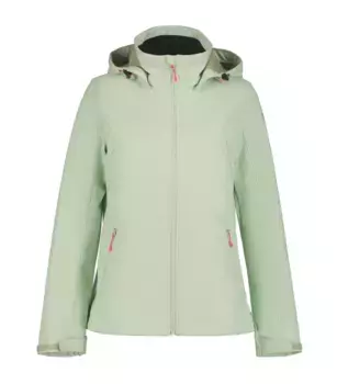 Куртка из софтшелла Icepeak "D SOFTSHELL JACKE BRENHAM", с капюшоном и высоким воротником-стойкой, цвет Aloe