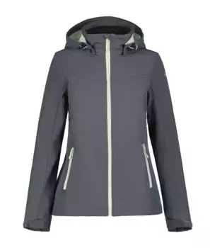 Куртка из софтшелла Icepeak "D SOFTSHELL JACKE BRENHAM", с капюшоном и высоким воротником-стойкой, цвет Granite