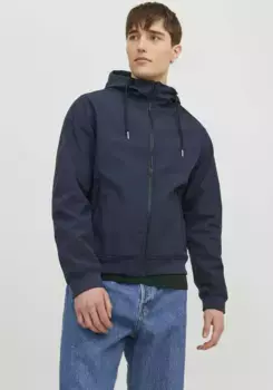Куртка из софтшелла Jack & Jones "JJEBASIC SOFTSHELL HOOD NOOS", с капюшоном, синий
