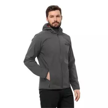 Куртка из софтшелла Jack Wolfskin "BORNBERG HOODY M", с капюшоном, ветрозащитная, водоотталкивающая, цвет Slate