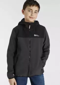 Куртка из софтшелла Jack Wolfskin "FOURWINDS JACKET KIDS", с капюшоном, с контрастными деталями, цвет Phantom