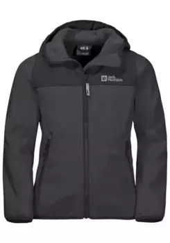 Куртка из софтшелла Jack Wolfskin "FOURWINDS JACKET KIDS", с капюшоном, цвет Grafit