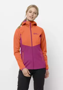 Куртка из софтшелла Jack Wolfskin "GO HIKE SOFTSHELL W", с капюшоном, цвет New-Magenta