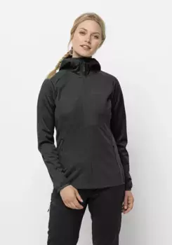 Куртка из софтшелла Jack Wolfskin "GO HIKE SOFTSHELL W", с капюшоном, черный