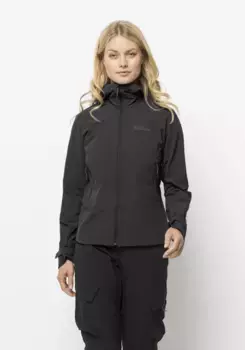 Куртка из софтшелла Jack Wolfskin "KAMMWEG JKT W", с капюшоном, черный