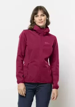 Куртка из софтшелла Jack Wolfskin "WINDHAIN HOODY W", с капюшоном, цвет Cranberry