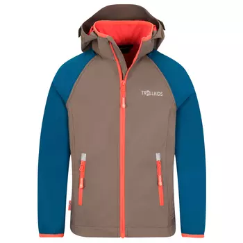 Куртка из софтшелла Trollkids Kids Rondane Zip Off XT, цвет Mocca Brown/Atlantic Blue/Glow Orange