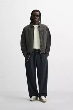 Куртка из стиранной текстуры ZARA, темно-коричневый