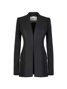 Куртка из структурированной шерсти Fendi, черный