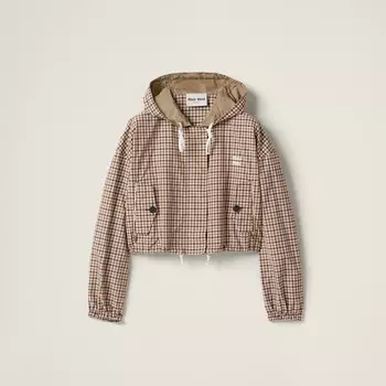 Куртка из технической ткани в клетку гингем Miu Miu, мультиколор