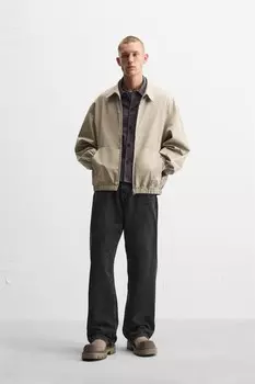 Куртка из текстурированного хлопка ZARA, экрю