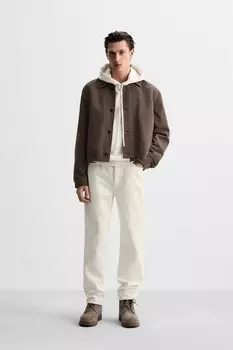 Куртка из текстурированной шерстяной смеси ZARA, цвет earth