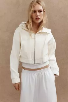 Куртка из ткани с капюшоном ZARA, устрично-белый