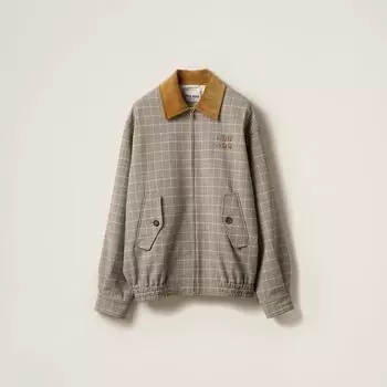 Куртка из ткани в клетку двойного плетения Miu Miu, коричневый