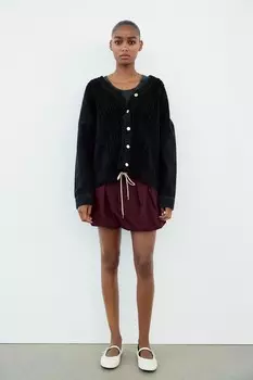 Куртка из трикотажа и джинса ZARA, черный