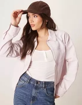 Куртка из твила ASOS DESIGN пастельно-розового цвета с воротником