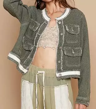 Куртка из твила цвета оливы POL, оливковый