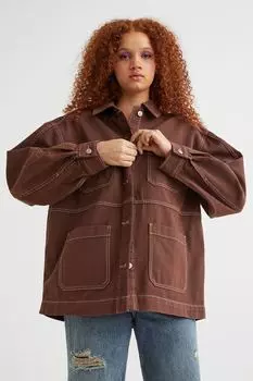 Куртка из твила H&M, темно коричневый