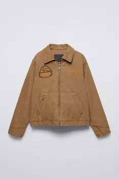 Куртка из твила jeep ZARA, темный кэмел